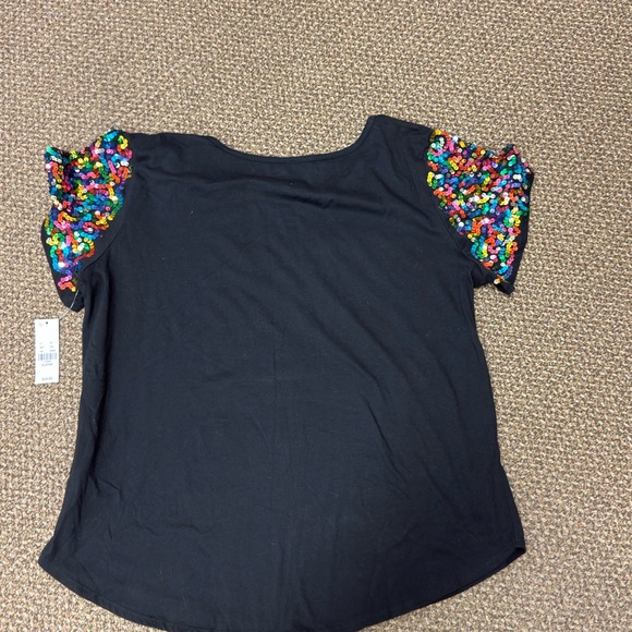 New‎ York & Company  Black Sequin Sleeve Tee - Picture 4 of 9